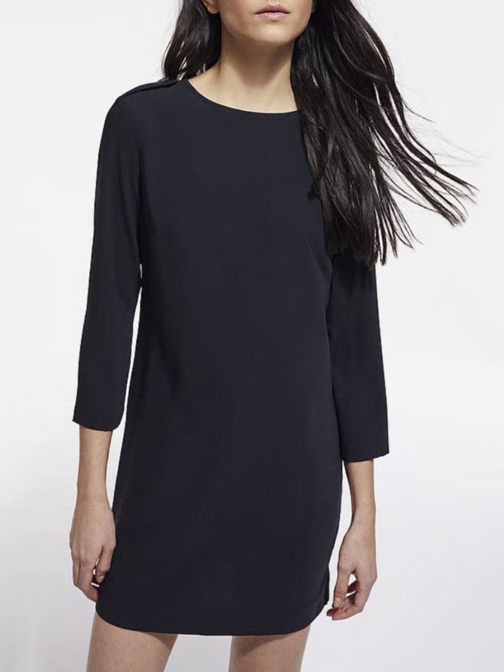 The Kooples Black Mini Shift Dress with Three-Quarter Sleeves NWT $295